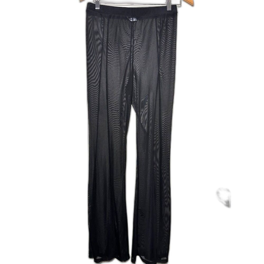 Black Sheer Mesh Boot Flare Pants